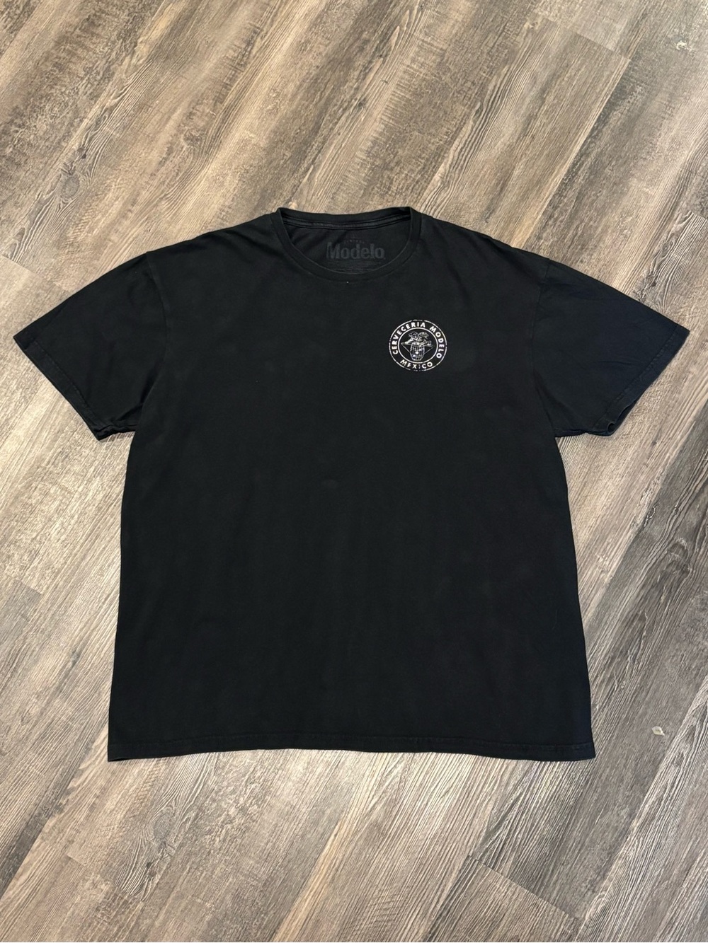 Modelo Black Short-Sleeve Crew Tee with Small Chest Badge